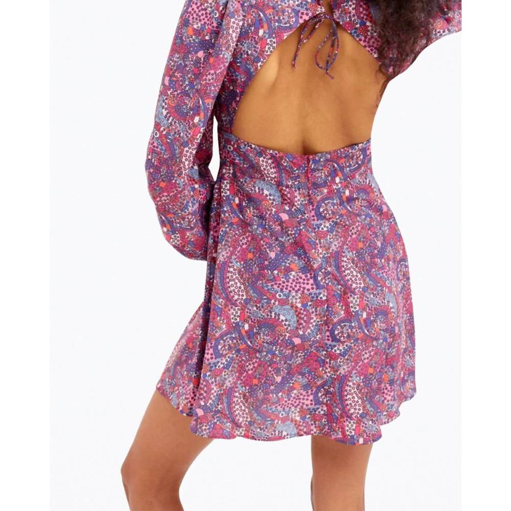 NEW FOR LOVE & LEMONS tonya open-back long sleeve mini dress in purple - Picture 3 of 4